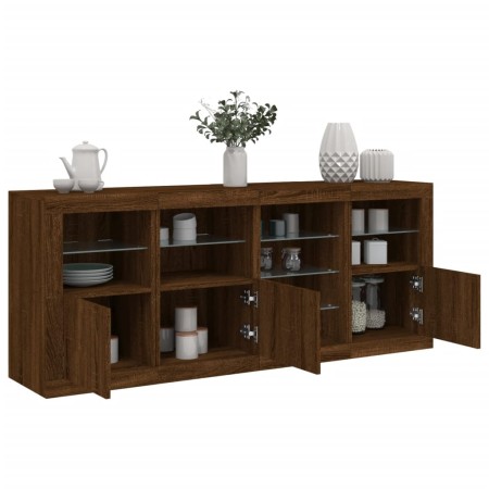 Credenza con Luci LED Rovere Marrone 164x37x67 cm