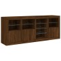 Credenza con Luci LED Rovere Marrone 164x37x67 cm