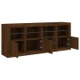 Credenza con Luci LED Rovere Marrone 164x37x67 cm