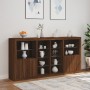 Credenza con Luci LED Rovere Marrone 202x37x100 cm