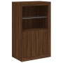 Credenza con Luci LED Rovere Marrone 202x37x100 cm