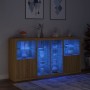 Credenza con Luci LED Rovere Sonoma 202x37x100 cm