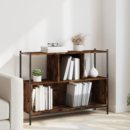 Libreria Rovere Fumo 102x28x77,5 cm in Legno Multistrato