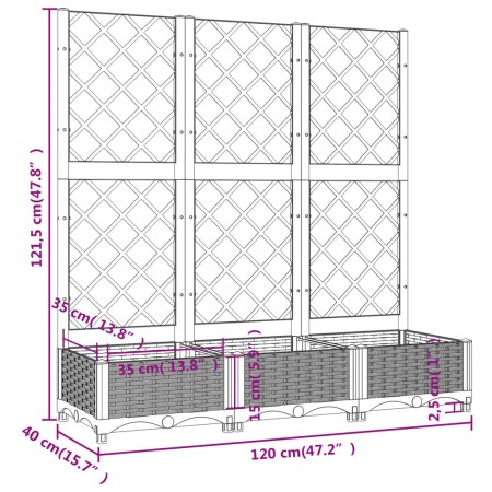 Fioriera da Giardino con Graticcio Marrone 120x40x121,5cm in PP