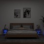 Comodini con Luci LED a Parete 2pz Rovere Fumo