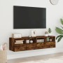 Mobili TV a Muro 2 pz Rovere Fumo 60x30x30 cm Legno Multistrato