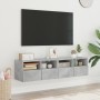 Mobili TV Muro 2pz Grigio Cemento 60x30x30 cm Legno Multistrato