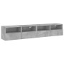 Mobili TV Muro 2pz Grigio Cemento 80x30x30 cm Legno Multistrato