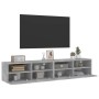 Mobili TV Muro 2pz Grigio Cemento 80x30x30 cm Legno Multistrato