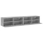 Mobili TV Muro 2pz Grigio Cemento 80x30x30 cm Legno Multistrato