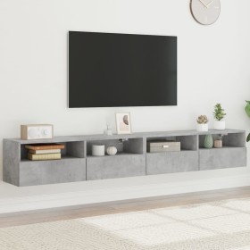 Mobili TV Muro 2pz Grigio Cemento 100x30x30cm Legno Multistrato