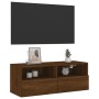 Mobile TV a Parete Rovere Marrone 80x30x30 cm Legno Multistrato