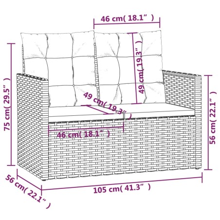 Panca da Giardino con Cuscini Grigia 105 cm in Polyrattan