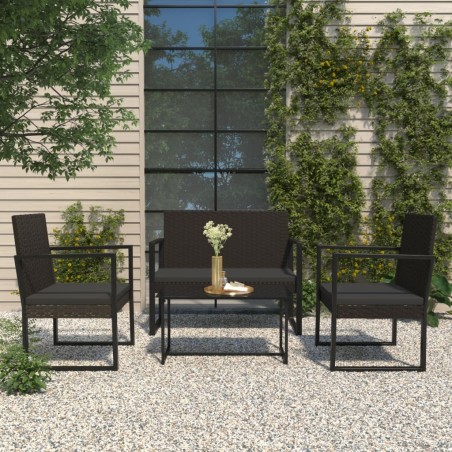 Panca da Giardino con Cuscini Nera 106 cm in Polyrattan