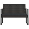 Panca da Giardino con Cuscini Nera 106 cm in Polyrattan