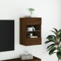 Mobile TV a Parete con Luci LED Rovere Marrone 40x30x60,5 cm