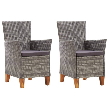 Sedie da Giardino 2 pz con Cuscini in Polyrattan Grigio