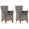 Sedie da Giardino 2 pz con Cuscini in Polyrattan Grigio