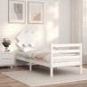 Giroletto con Testiera Bianco 90x200 cm in Legno Massello