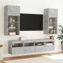 Mobili TV a Parete con Luci LED 2pz Grigio Cemento 40x30x40 cm