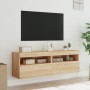 Mobili TV a Parete con Luci LED 2pz Rovere Sonoma 60x30x40 cm