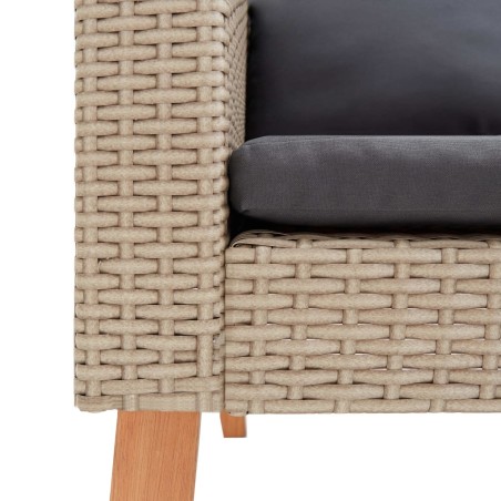 Divano da Giardino Singolo con Cuscini in Polyrattan Beige