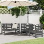 Set Salotto da Giardino 3 pz Grigio in Legno Massello di Pino