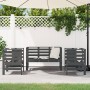 Set Salotto da Giardino 3 pz Grigio in Legno Massello di Pino