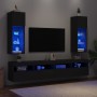 Mobili Porta TV con Luci LED 2 pz Neri 30,5x30x90 cm