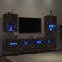 Mobili Porta TV con Luci LED 2 pz Rovere Fumo 40,5x30x60 cm