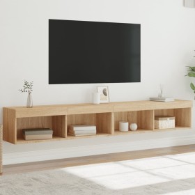 Mobili TV con Luci LED 2pz Rovere Sonoma 100x30x30 cm