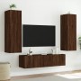 Mobile TV a Parete con Luci LED Rovere Marrone 80x35x31 cm