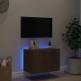 Mobile TV a Parete con Luci LED Rovere Marrone 60x35x41 cm