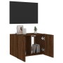 Mobile TV a Parete con Luci LED Rovere Marrone 60x35x41 cm