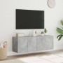 Mobili TV a Parete con Luci LED 2pz Grigio Cemento 60x35x41 cm