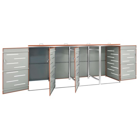 Copri Bidoni Pattume Quadruplo 276,5x77,5x112,5 cm Acciaio Inox