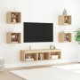 Mobili TV a Muro con LED 7pz Rovere Sonoma Legno Multistrato