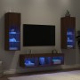 Mobili TV a Muro con LED 5pz Rovere Marrone Legno Multistrato