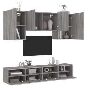 Mobili TV a Muro 5pz Grigio Sonoma in Legno Multistrato