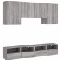 Mobili TV a Muro 5pz Grigio Sonoma in Legno Multistrato