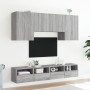 Mobili TV a Muro 5pz Grigio Sonoma in Legno Multistrato