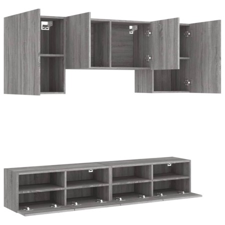 Mobili TV a Muro 5pz Grigio Sonoma in Legno Multistrato