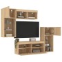 Mobili TV a Muro con LED 5pz Rovere Sonoma Legno Multistrato