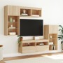 Mobili TV a Muro con LED 5pz Rovere Sonoma Legno Multistrato