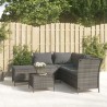 Set Divani da Giardino 4 pz con Cuscini in Polyrattan Grigio