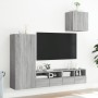 Mobili TV a Muro 4pz Grigio Sonoma in Legno Multistrato