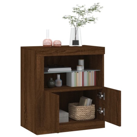 Credenza con Luci LED Rovere Marrone 60,5x37x67 cm