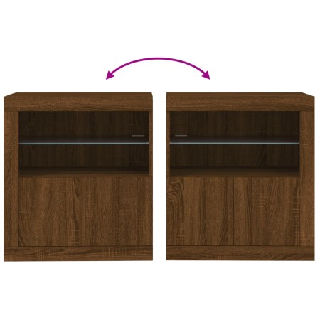 Credenza con Luci LED Rovere Marrone 60,5x37x67 cm