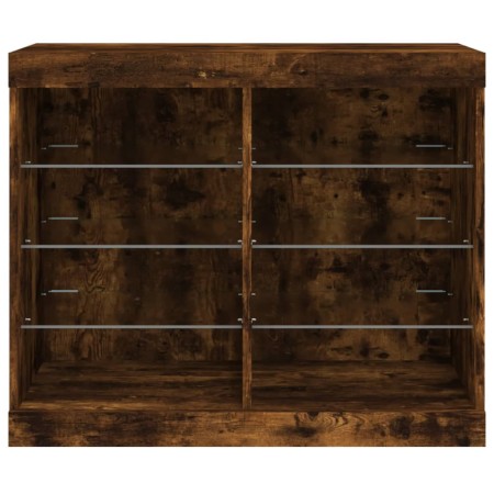 Credenza con Luci LED Rovere Fumo 81x37x67 cm