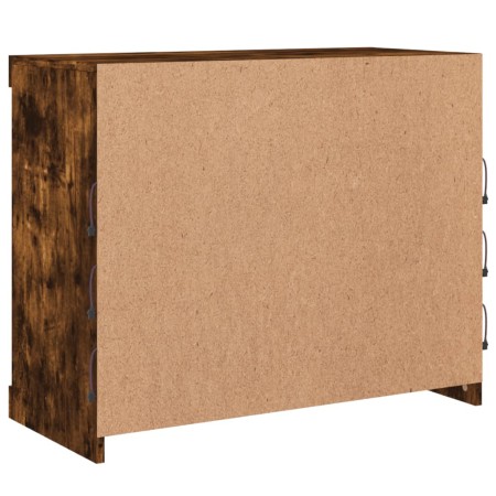 Credenza con Luci LED Rovere Fumo 81x37x67 cm